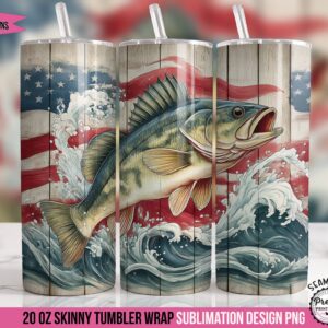 American Fishing Tumbler Wrap