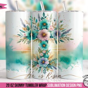 He is Risen Christian Tumbler Wrap PNG