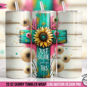 Just Breathe Faith Tumbler Wrap PNG