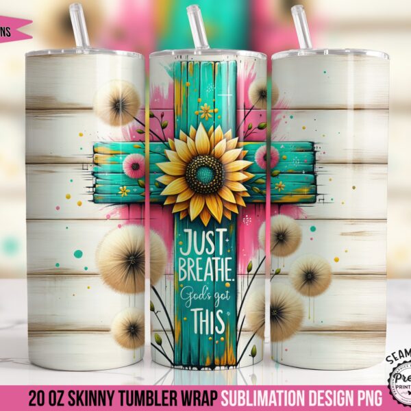 Just Breathe Faith Tumbler Wrap PNG