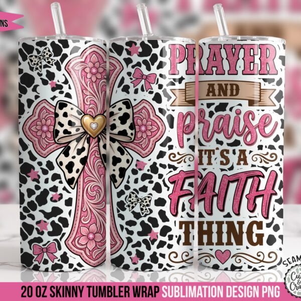 Prayer and Praise Western Christian Tumbler Wrap PNG
