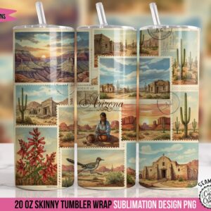 Vintage Arizona State Tumbler Wrap PNG