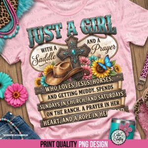 Western Just a Girl Who Loves Jesus PNG