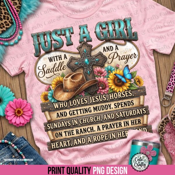 Western Just a Girl Who Loves Jesus PNG