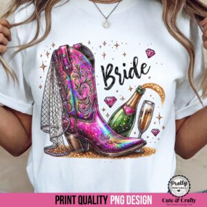 Bride Squad Cowboy Boot Sublimation PNG