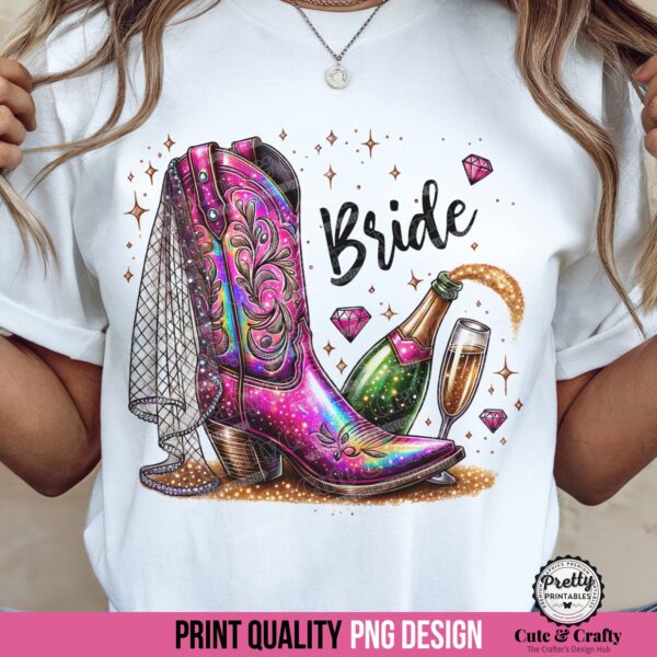 Bride Squad Cowboy Boot Sublimation PNG
