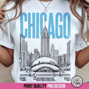 Vintage Chicago Skyline PNG