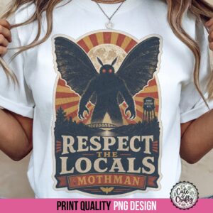 Retro Respect the Locals PNG: Mothman Design