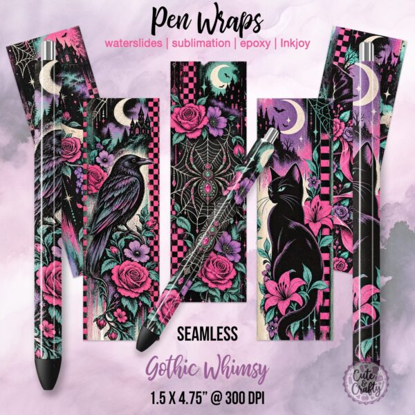 Gothic Whimsy Pen Wraps PNG