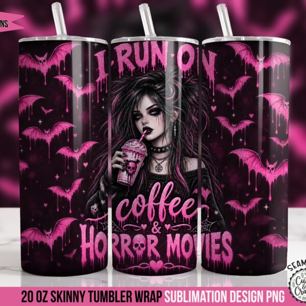 Horror Movies & Coffee Tumbler Wrap PNG