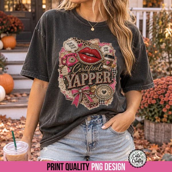 Certified Yapper 3 Dimensional Bling Shirt PNG