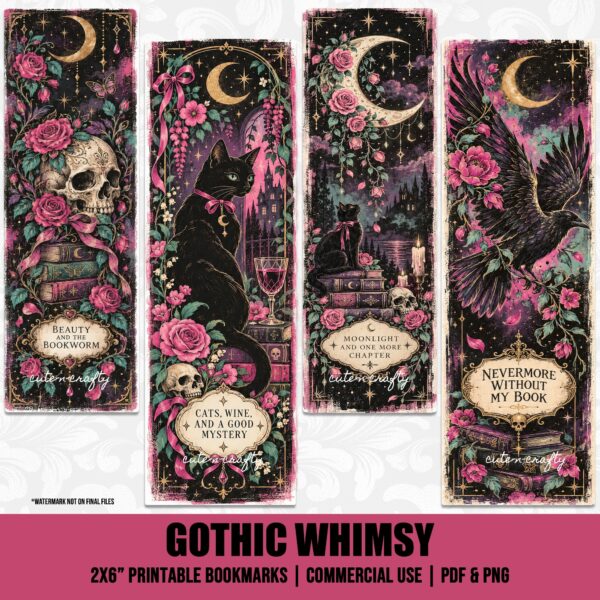 Gothic Whimsy Printable Bookmarks