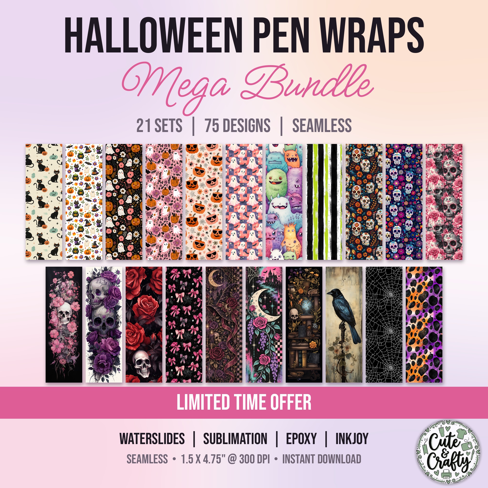 Halloween Pen Wraps Mega Bundle PNG
