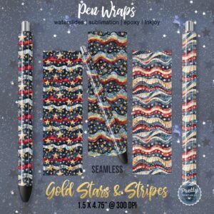 Gold Stars & Stripes Pen Wrap Bundle