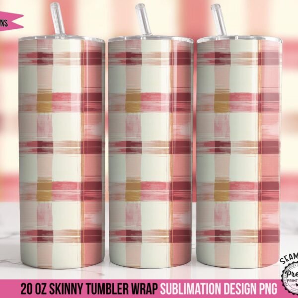 Pink Plaid Tumbler Wrap