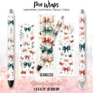 Cute Bow Pen Wraps PNG