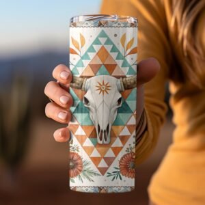Bull Skull Western Tumbler Wrap
