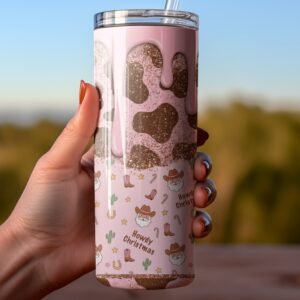 Western Christmas Glitter Tumbler Wrap
