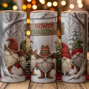 Howdy Christmas Gnomes Tumbler Wrap