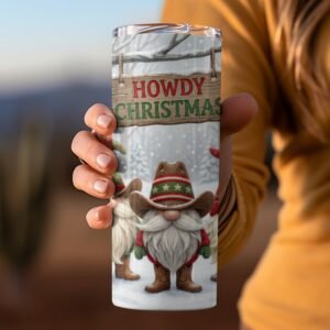 Howdy Christmas Gnomes Tumbler Wrap
