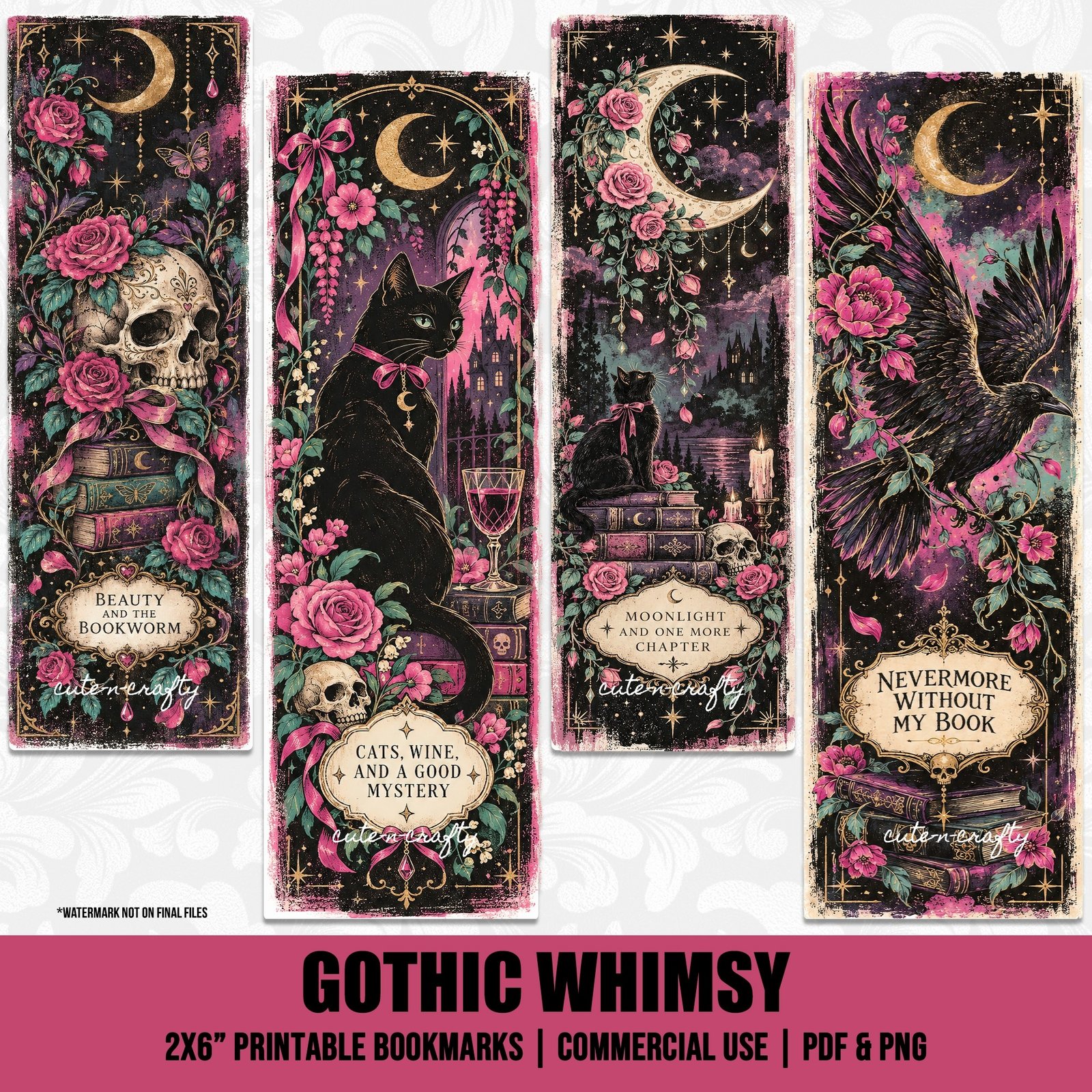 Gothic Whimsy Printable Bookmarks » Cute & Crafty
